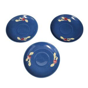 Vintage Coors Rosebud Pottery Saucers - Set of 3- Blue -GVC!!!!!